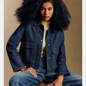 Sézane Dark Denim Jacket Size 34 NWT Cropped